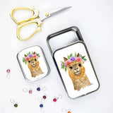 Flower Alpaca Stitch Marker Storage Tin