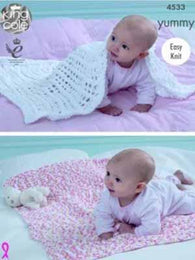 King Cole Knit Baby Blanckets Pattern #4533